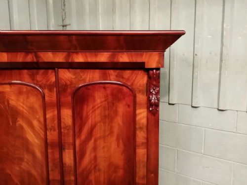 fig 2. ANTIQUE VICTORIAN FLAMED MAHOGANY LINEN PRESS C1880