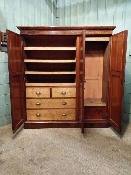 fig 2. ANTIQUE VICTORIAN BURR WALNUT TRIPLE WARDROBE COMPACTUM C1880