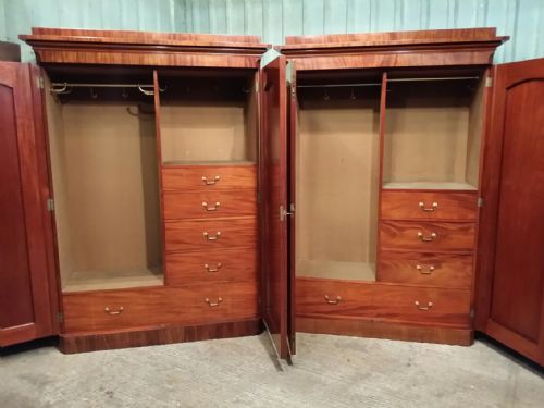 fig 1. ANTIQUE PAIR VICTORIAN MAHOGANY DOUBLE WARDROBES C1880