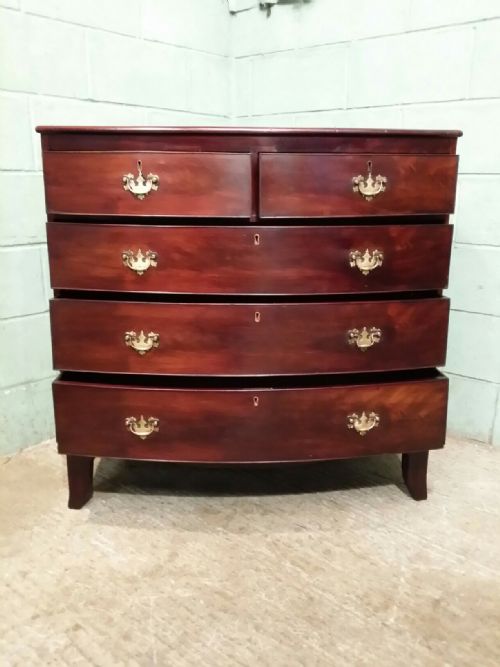 fig 1. ANTIQUE REGENCY MAHOGANY BOW FRONT CHEST OF DRAWERS C1820