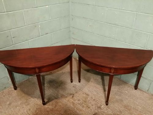 fig 1. ANTIQUE PAIR REGENCY MAHOGANY DEMI LUNE SIDE TABLES C1820