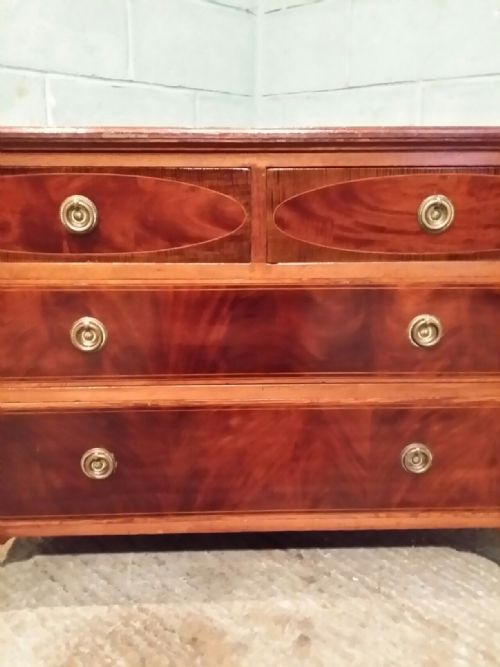 fig 1. ANTIQUE EDWARDIAN FLAMED MAHOGANY CHEST OF DRAWERS BY MAPLES & CO C1900