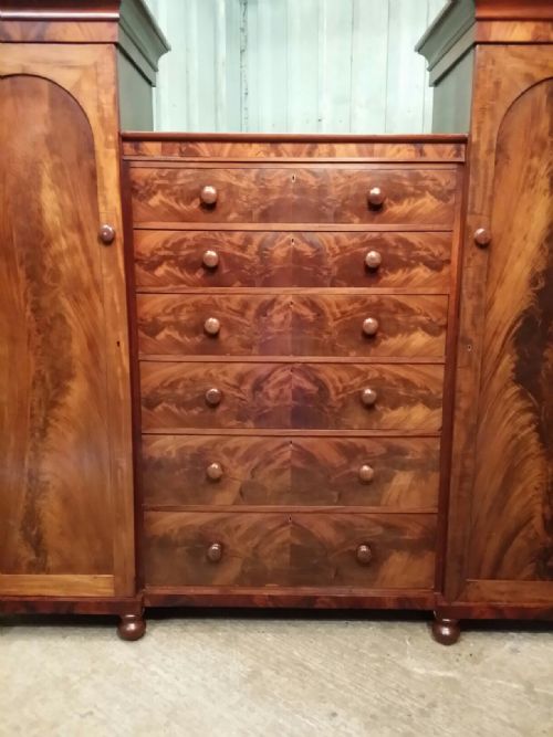 fig 1. ANTIQUE VICTORIAN FLAMED MAHOGANY SENTRY BOX WARDROBE C1880