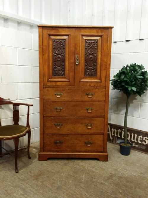 Antique Edwardian Burr Oak Tall Boy C1900