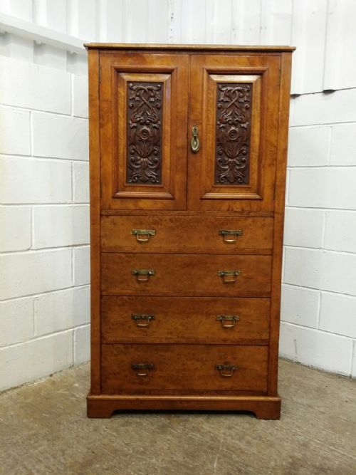 fig 2. ANTIQUE EDWARDIAN BURR OAK TALL BOY C1900