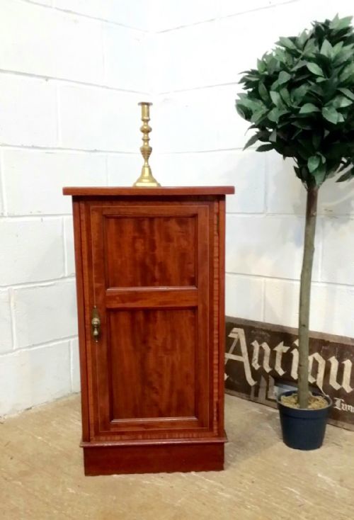 Antique Edwardian Inlaid Mahogany Bedside Cabinet C1900