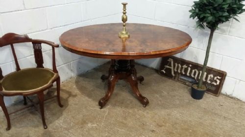 Antique Victorian Inlaid Burr Walnut Loo Table C1880