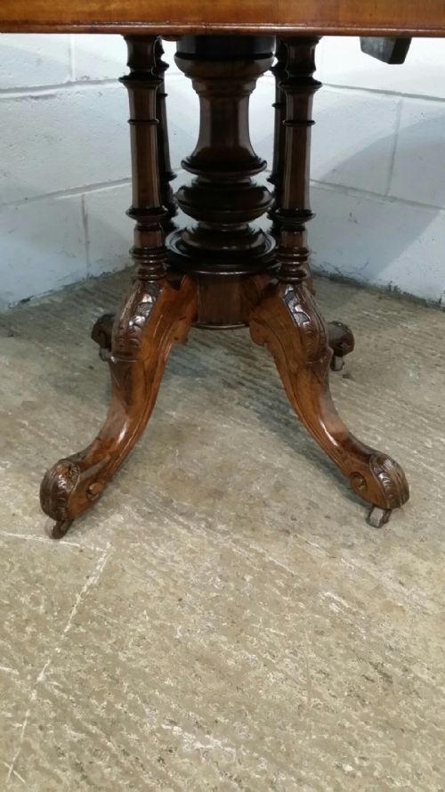 fig 1. ANTIQUE VICTORIAN INLAID BURR WALNUT LOO TABLE C1880
