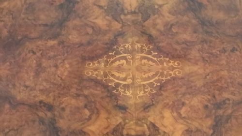 fig 2. ANTIQUE VICTORIAN INLAID BURR WALNUT LOO TABLE C1880