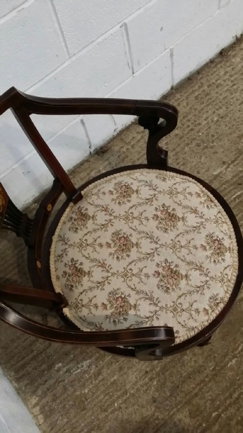 fig 1. ANTIQUE EDWARDIAN INLAID MAHOGANY TUB NURSING SALON CHAIR C1900