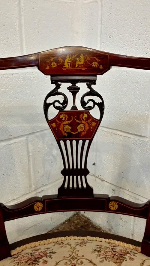 fig 2. ANTIQUE EDWARDIAN INLAID MAHOGANY TUB NURSING SALON CHAIR C1900