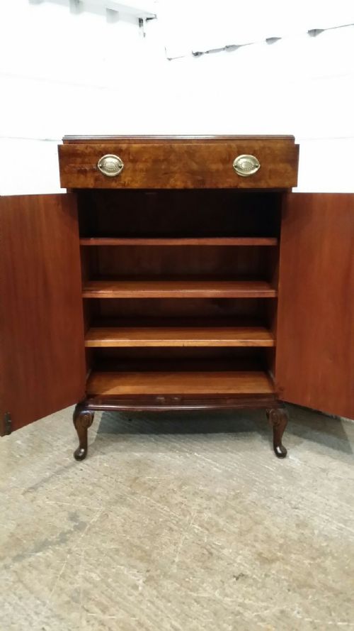fig 2. ANTIQUE BURR WALNUT BOW FRONT TALLBOY C1920