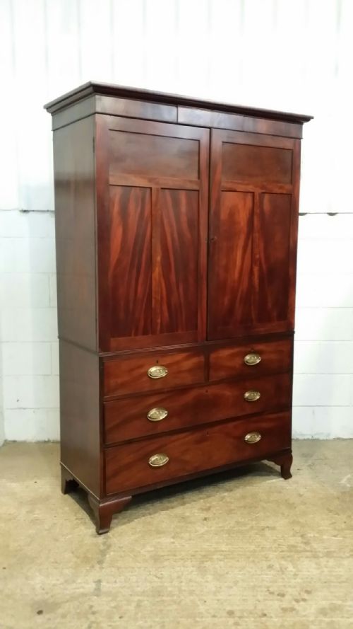 fig 1. ANTIQUE REGENCY MAHOGANY CLOTHES PRESS C1820