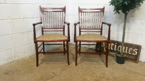 Antique Pair of Mahogany Edwardian Library Chairs C1900