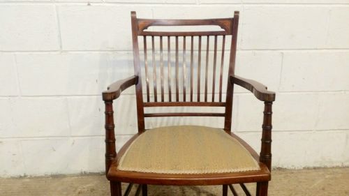 fig 2. ANTIQUE PAIR OF MAHOGANY EDWARDIAN LIBRARY CHAIRS C1900