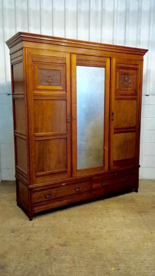 fig 1. ANTIQUE LATE VICTORIAN WALNUT TRIPLE WARDROBE COMPACTUM C1890
