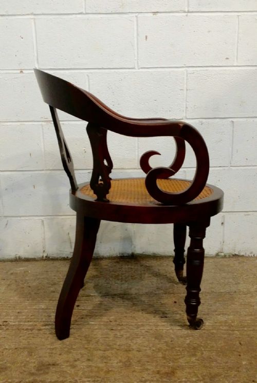 fig 1. ANTIQUE WILLIAM 1V CUBAN MAHOGANY BERGERE DESK LIBRARY CHAIR C1830