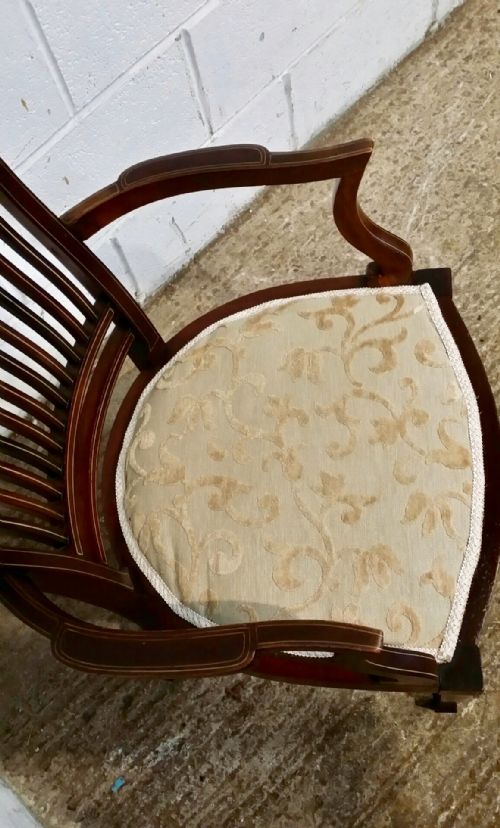fig 2. ANTIQUE ART NOUVEAU INLAID MAHOGANY SALON DESK CHAIR C1890