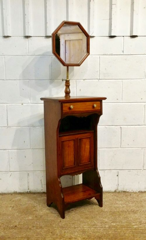 fig 1. ANTIQUE EDWARDIAN MAHOGANY GENTS SHAVING STAND CABINET C1900