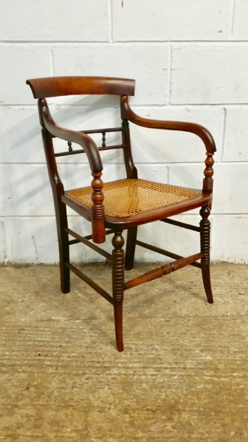 fig 1. ANTIQUE PAIR REGENCY BERGERE ELBOW CHAIRS C1820
