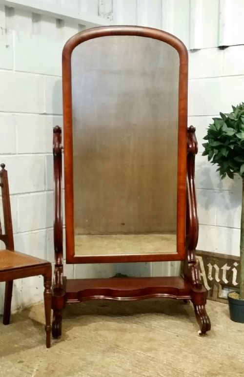 Antique William 1v Mahogany Cheval Mirror C1830