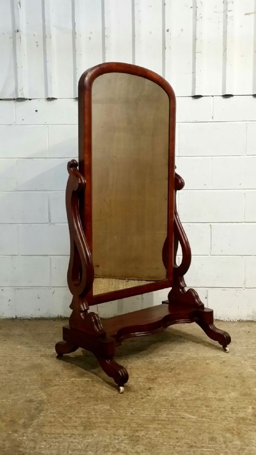 fig 1. ANTIQUE WILLIAM 1V MAHOGANY CHEVAL MIRROR C1830