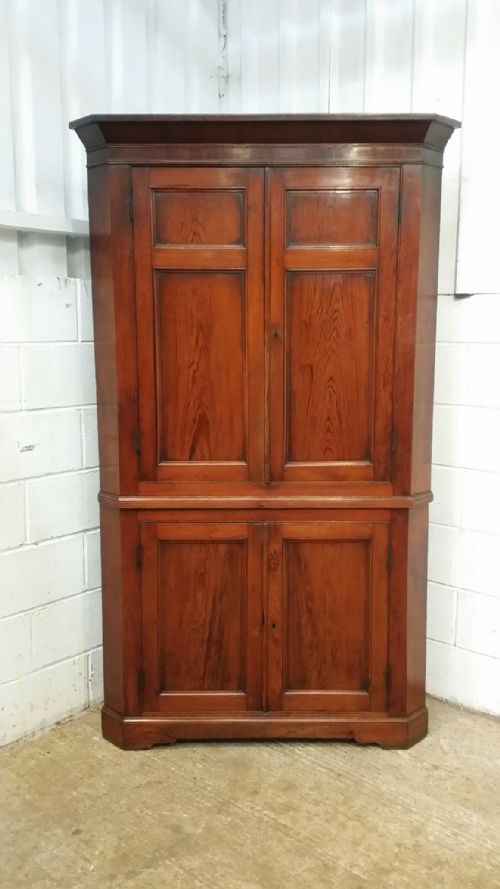 fig 1. ANTIQUE REGENCY FULL HEIGHT PITCH PINE CORNER CABINET C1820