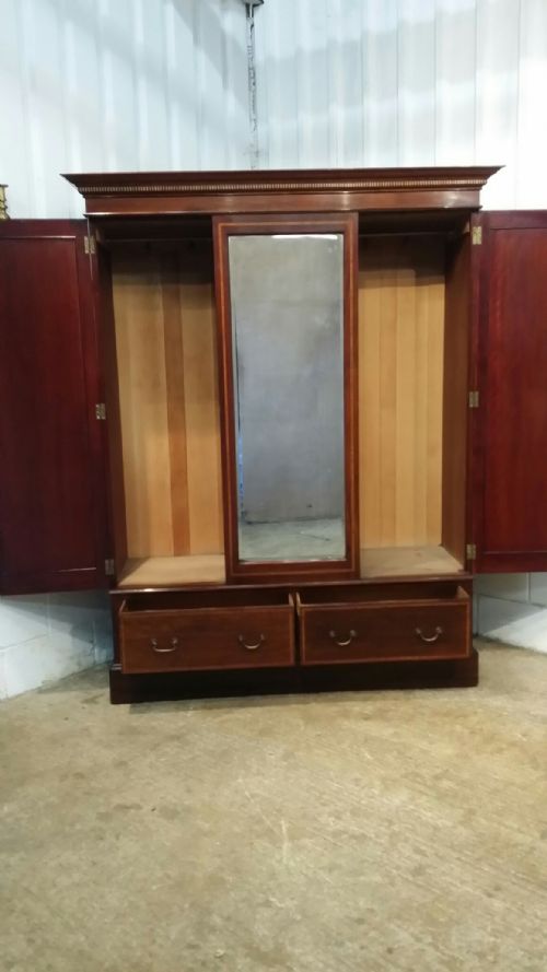 fig 2. ANTIQUE EDWARDIAN INLAID MAHOGANY DOUBLE WARDOBE C1900