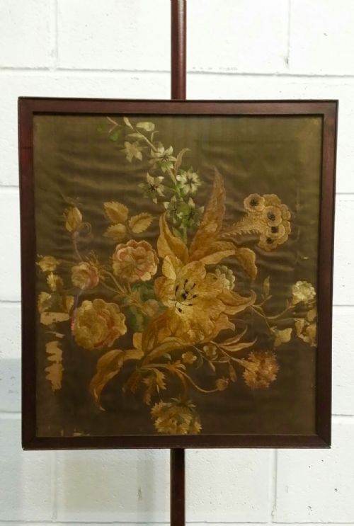 fig 2. ANTIQUE REGENCY MAHOGANY SILK POLE SCREEN C1820