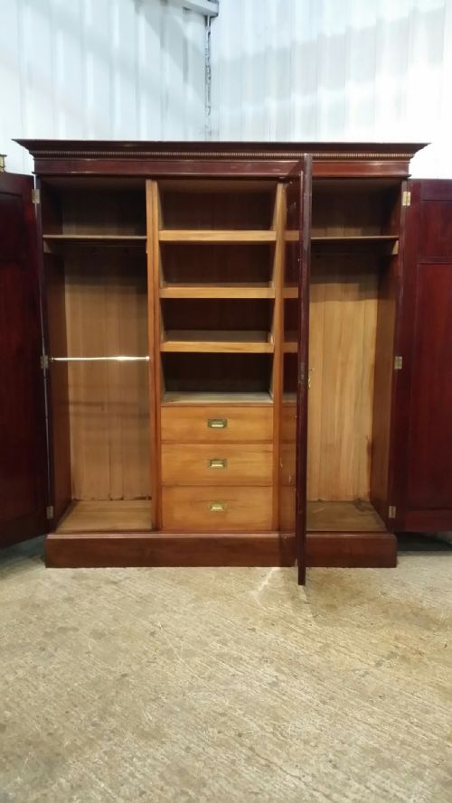 fig 2. ANTIQUE EDWARDIAN INLAID MAHOGANY TRIPLE WARDROBE C1900