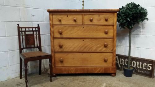 Antique Victorian Satin Birch Chest of Drawers C1880