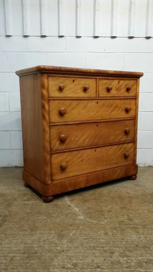 fig 2. ANTIQUE VICTORIAN SATIN BIRCH CHEST OF DRAWERS C1880