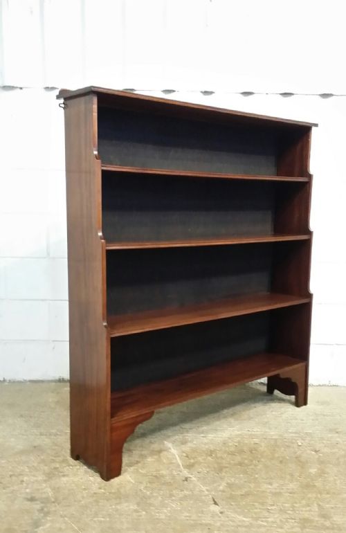 Antique Edwardian Mahogany Waterfall Open Bookcase C1900