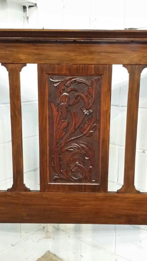 fig 1. ANTIQUE LATE VICTORIAN ART NOUVEAU WALNUT DOUBLE BED C1890