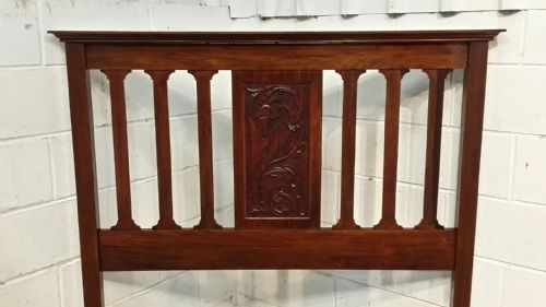 fig 2. ANTIQUE LATE VICTORIAN ART NOUVEAU WALNUT DOUBLE BED C1890