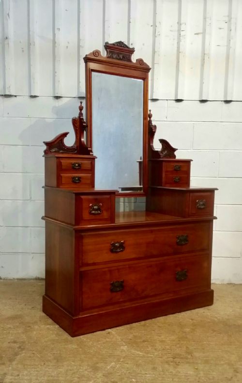 fig 1. ANTIQUE LATE VICTORIAN ART NOUVEAU WALNUT DRESSING TABLE CHEST C1890