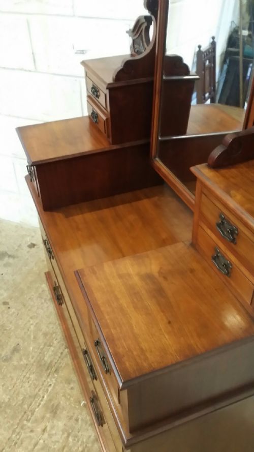 fig 2. ANTIQUE LATE VICTORIAN ART NOUVEAU WALNUT DRESSING TABLE CHEST C1890