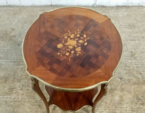 Antique French Inlaid Mahogany and Gilt Occasional Table C1900