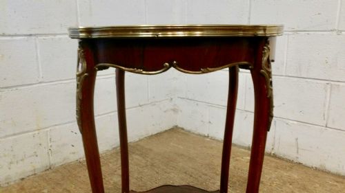 fig 2. ANTIQUE FRENCH INLAID MAHOGANY AND GILT OCCASIONAL TABLE C1900