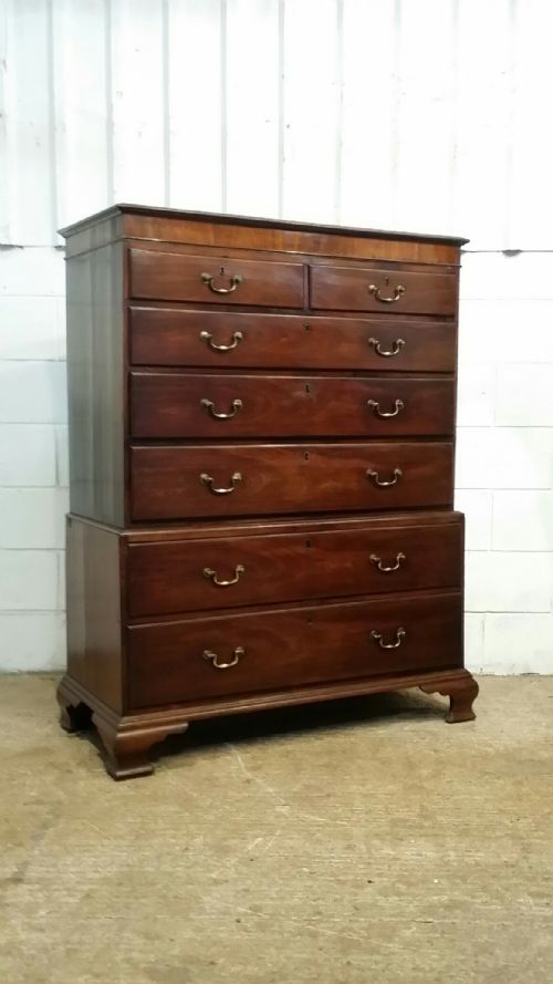 fig 1. ANTIQUE GEROGIAN PERIOD MAHOGANY CHEST ON CHEST C1780