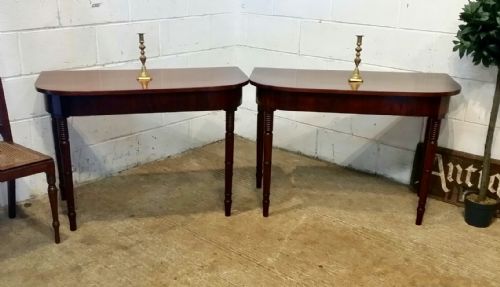 Antique Pair Regency Mahogany D End Side Tables C1820