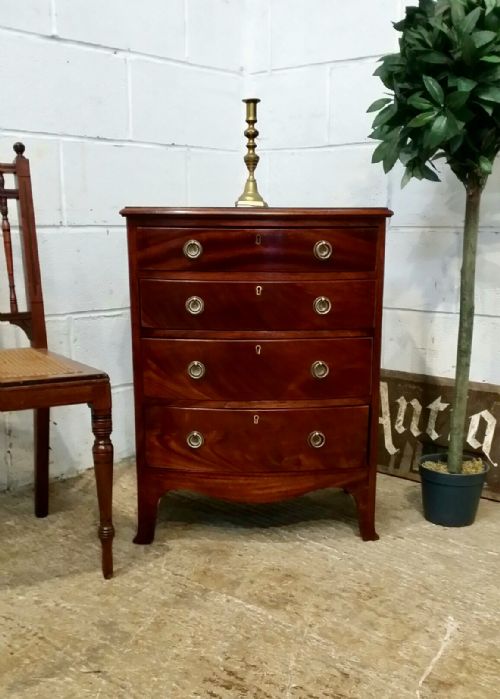 Antique Small Edwardian Mahogany Bow Front Chest of Drawers C1900
