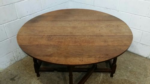 fig 2. ANTIQUE PERIOD JOINED OAK PLANK TOP GATE LEG DINING TABLE C1780