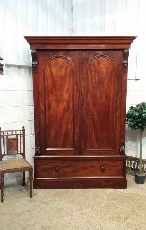 Antique Early Victorian Mahogany Double Wardrobe C1840