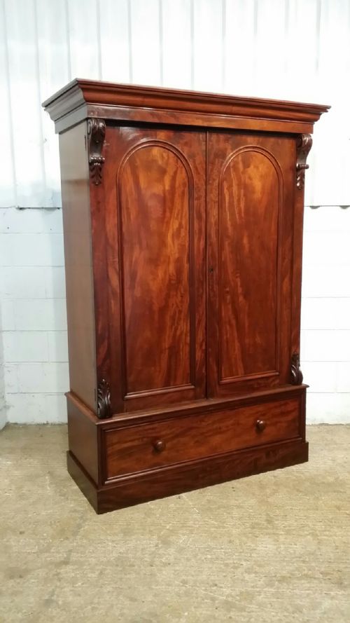 fig 1. ANTIQUE EARLY VICTORIAN MAHOGANY DOUBLE WARDROBE C1840