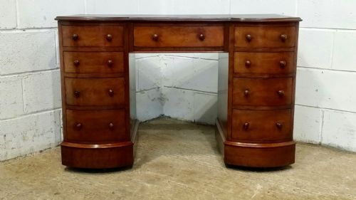 Antique Edwardian Mahogany Bow Front Pedastal Desk C1900