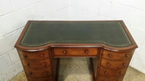 fig 2. ANTIQUE EDWARDIAN MAHOGANY BOW FRONT PEDASTAL DESK C1900