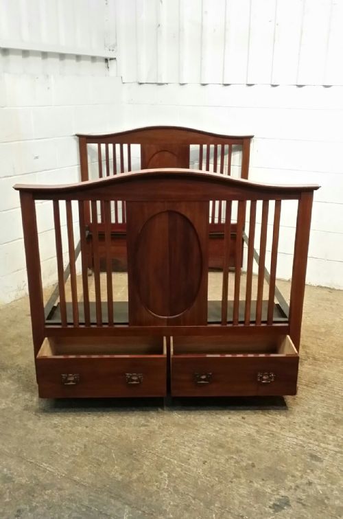 fig 2. ANTIQUE EDWARDIAN MAHOGANY DOUBLE BED WITH DRAWERS C1900