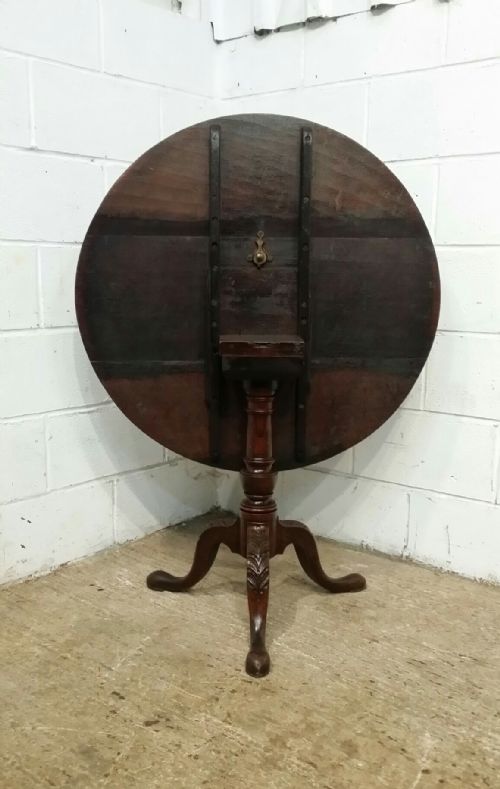 fig 2. ANTIQUE GEORGIAN PERIOD OAK TILT TOP TEA TABLE C1780