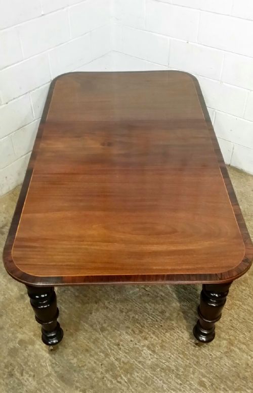 Antique Victorian Mahogany Dining Table with Rosewood Banding C1880